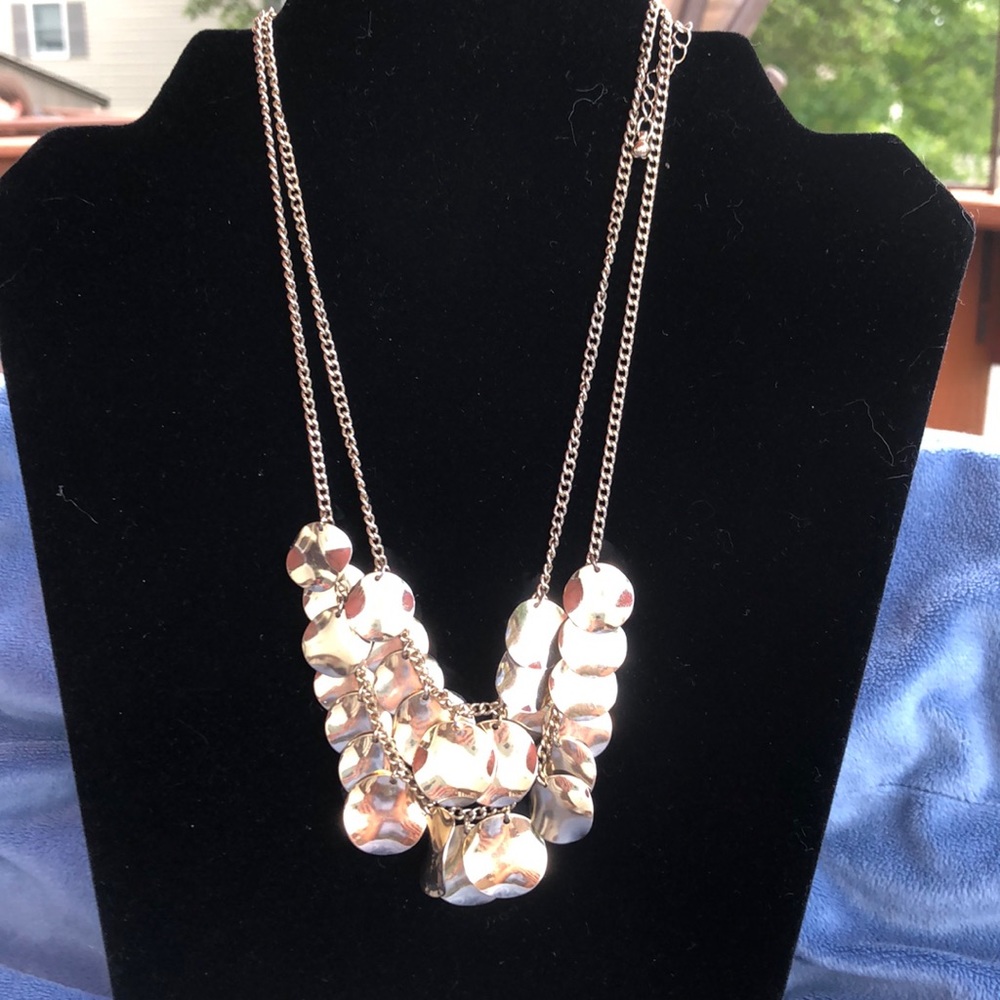 Multi strand disk necklace , adjustable length